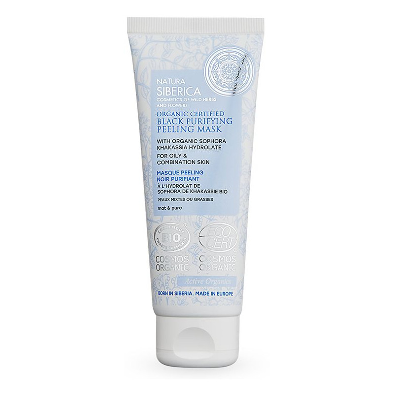 Mascarilla exfoliante negra purificante Natura Siberica (piel mixta/grasa) 75 ml.