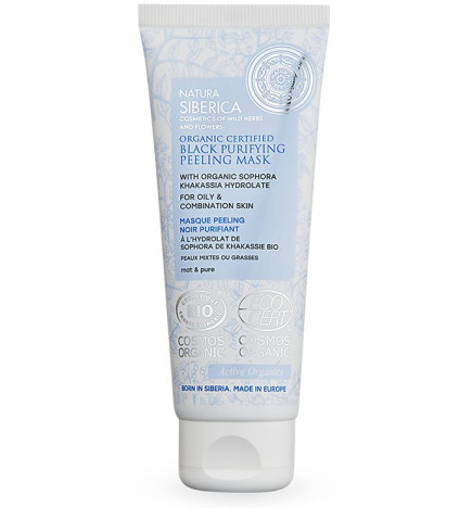 Mascarilla exfoliante negra purificante Natura Siberica (piel mixta/grasa) 75 ml.