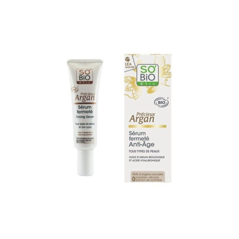 Serum reafirmante con argán y ácido hialurónico So Bio 30 ml.