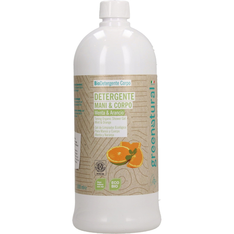 Jabón líquido suave Menta y Naranja Greenatural 1 litro