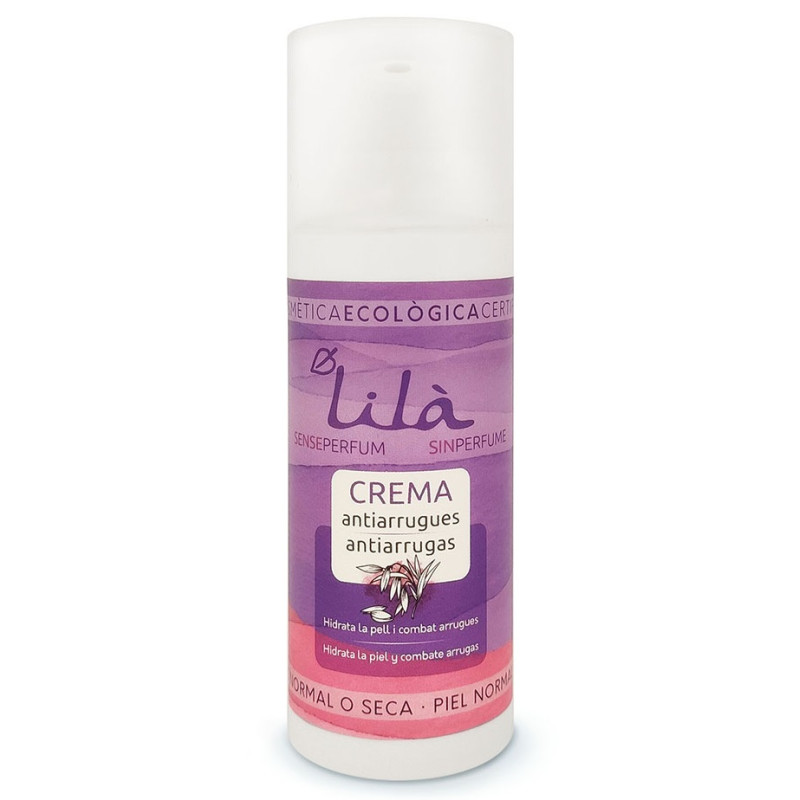 Crema antiarrugas hialurónico y argán sin perfume Lilà Cosmètics 50 ml.