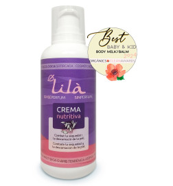 Crema nutritiva corporal sin perfume Lilà  Cosmètics 400 ml.