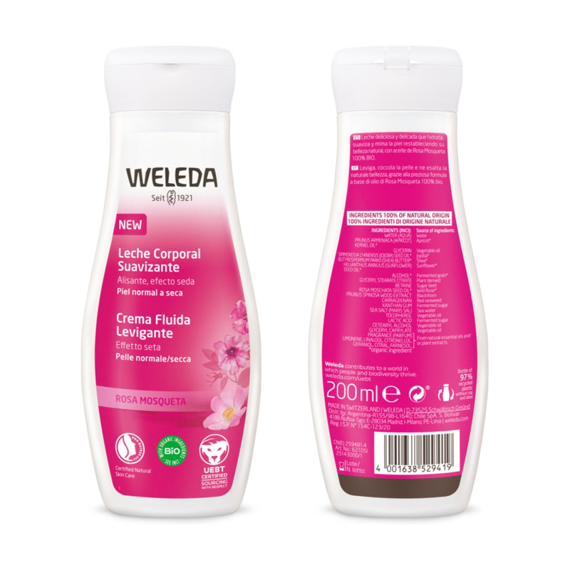 Leche corporal suavizante de Rosa Mosqueta Weleda 200 ml.