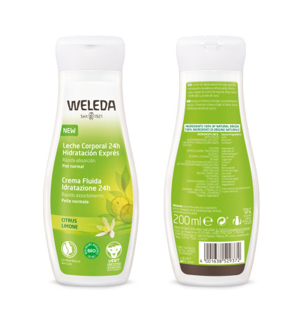 Leche corporal hidratante de Citrus Weleda 200 ml. (nuevo envase)