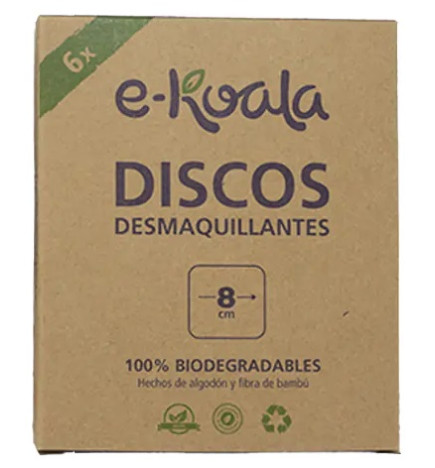 Pack 6 discos desmaquillantes de fibra de bambú E-Koala