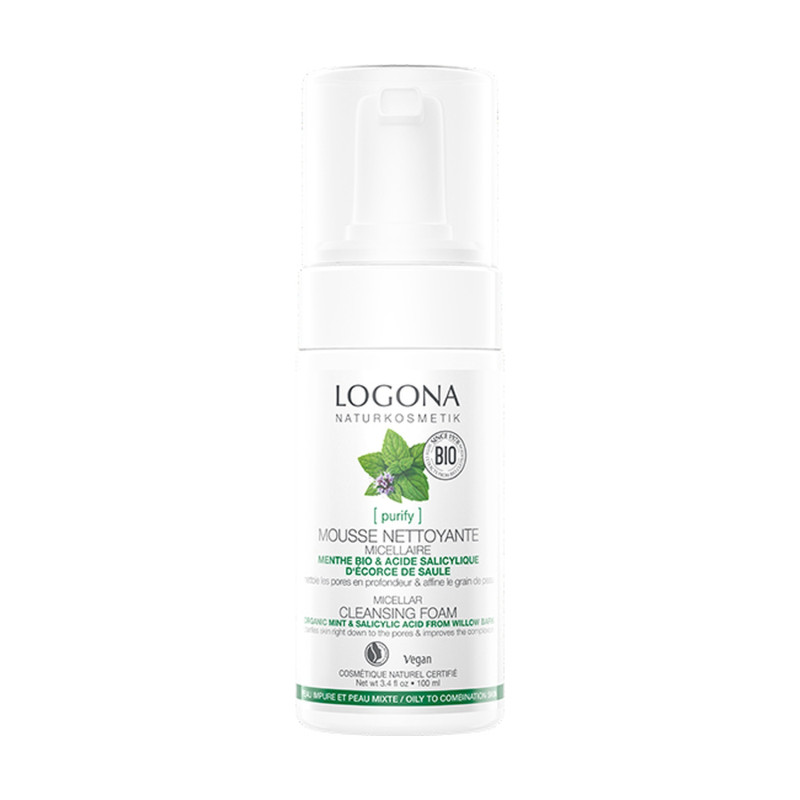 Espuma limpiadora Menta (piel mixta/grasa/impurezas) Logona 100 ml.