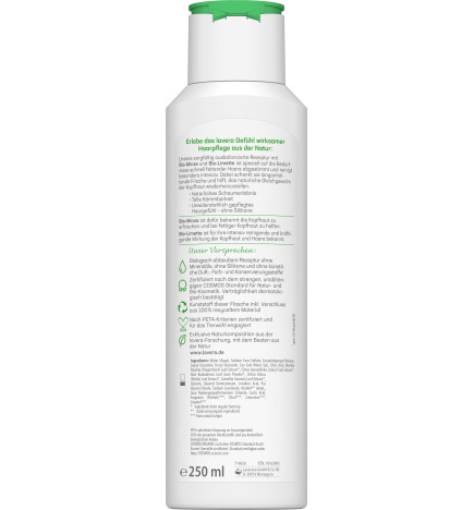 Champú Purificante Frescor y Equilibrio cabello graso Lavera 250 ml.