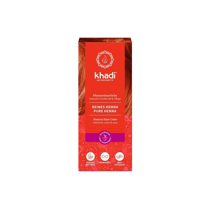 Henna natural Pura Rojo Khadi 100 g.