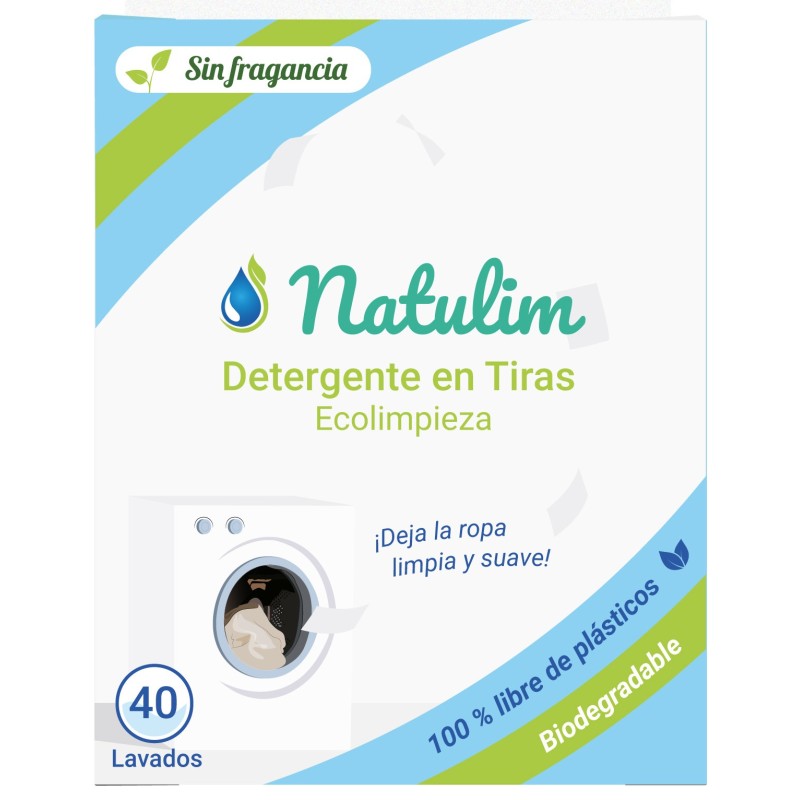 Detergente en tiras Natulim sin fragancia (40 lavados)