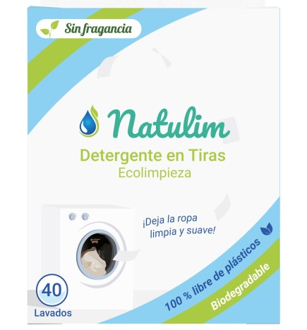 Detergente en tiras Natulim sin fragancia (40 lavados)