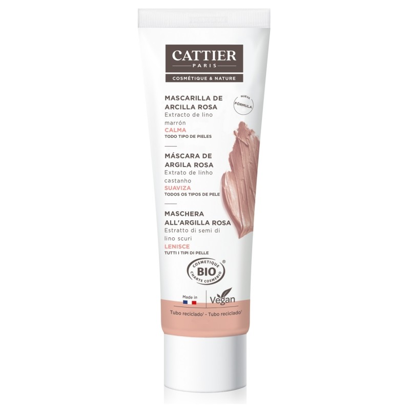 Mascarilla arcilla rosa calmante Cattier 100 ml.