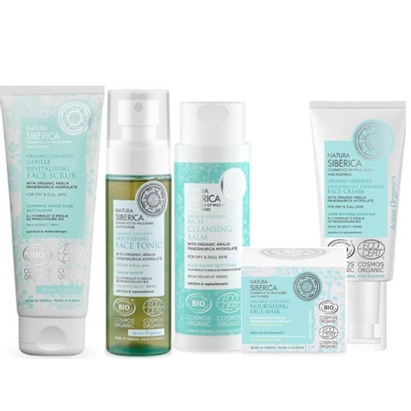 Pack cuidado facial completo piel seca Natura Siberica 5 productos