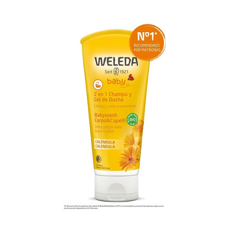 Champú y gel de ducha de Caléndula bebé Weleda 200 ml.