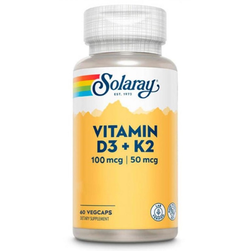 Vitamina D3 4000 UI + K2 50 mcg Solaray 60 cápsulas