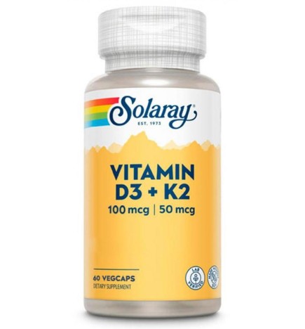 Vitamina D3 4000 UI + K2 50 mcg Solaray 60 cápsulas