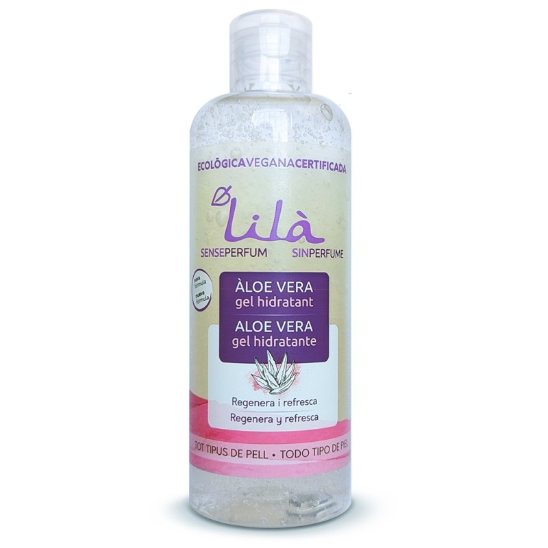 Gel Aloe Vera hidratante sin perfume Lilà Cosmètics 250 ml.