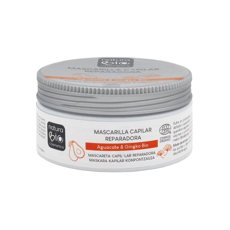 Tratamiento Mascarilla Reparadora aguacate y ginkgo NaturaBIO 200 ml.