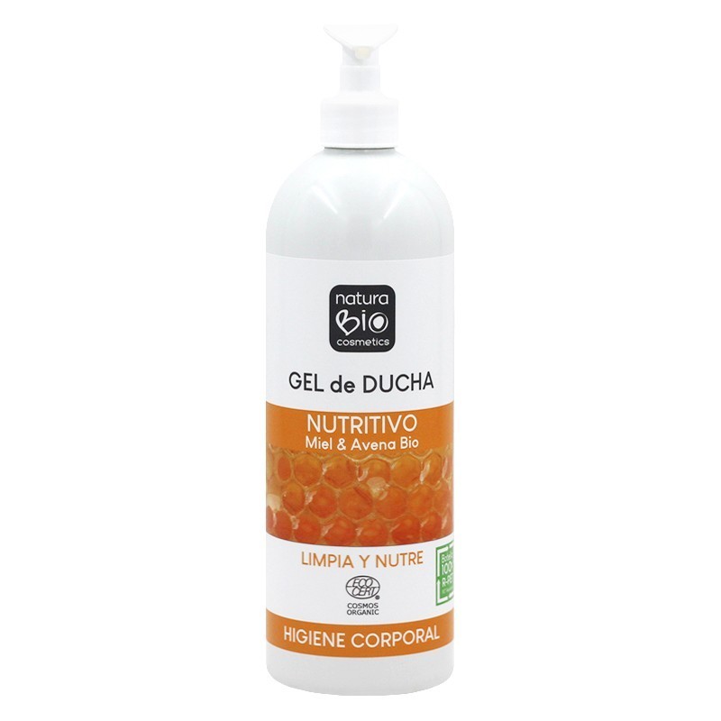 Gel de ducha Nutritivo miel y avena Bio NaturaBIO 740 ml.