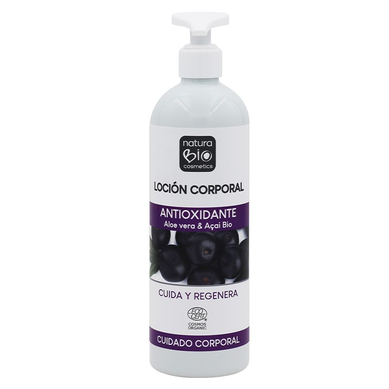 Loción corporal antioxidante aloe açai NaturaBIO 500 ml.