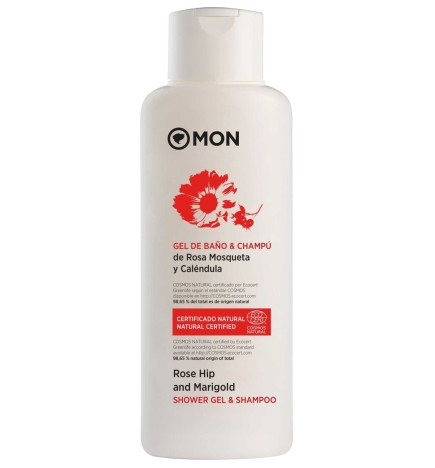 Gel de baño y champú rosa mosqueta y caléndula Bio Mon 750 ml.