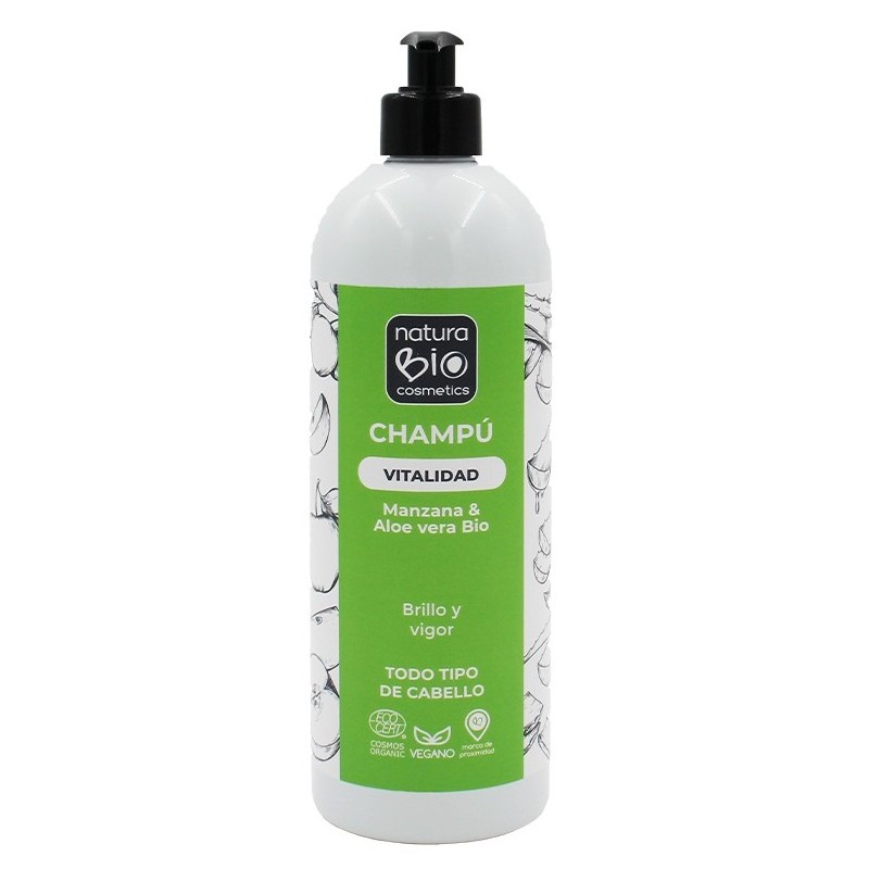 Champú natural Vitalidad aloe y manzana NaturaBIO 740 ml.