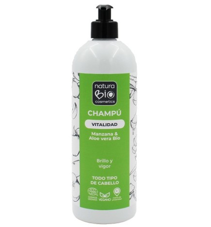 Champú natural Vitalidad aloe y manzana NaturaBIO 740 ml.