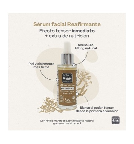 Sérum facial Reafirmante Hinojo NaturaBIO Cosmetics 30 ml.