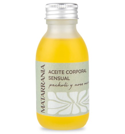 Aceite corporal sensual pachuli y nuez moscada Matarrania 100 ml.