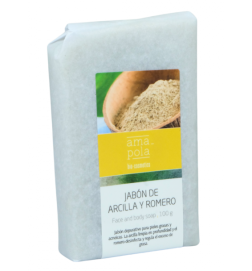 Jabón artesanal de Arcilla y Romero Amapola Biocosmetics 100 g.