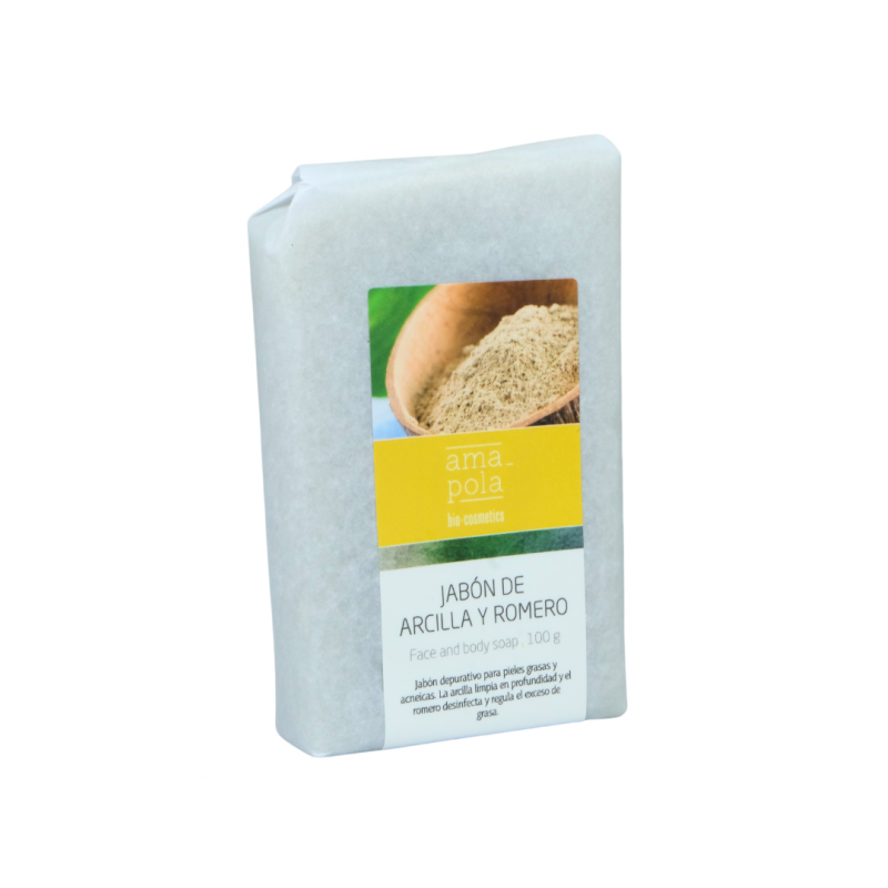 Jabón artesanal de Arcilla y Romero Amapola Biocosmetics 100 g.