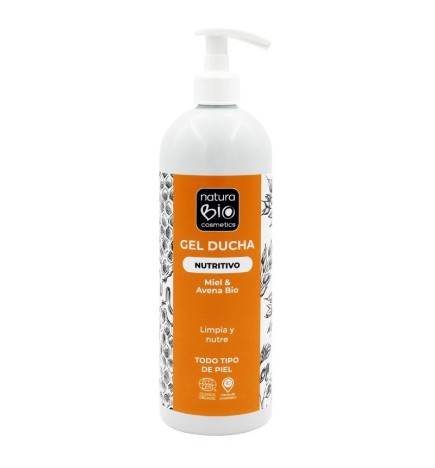 Gel de ducha Nutritivo miel y avena Bio NaturaBIO 740 ml.