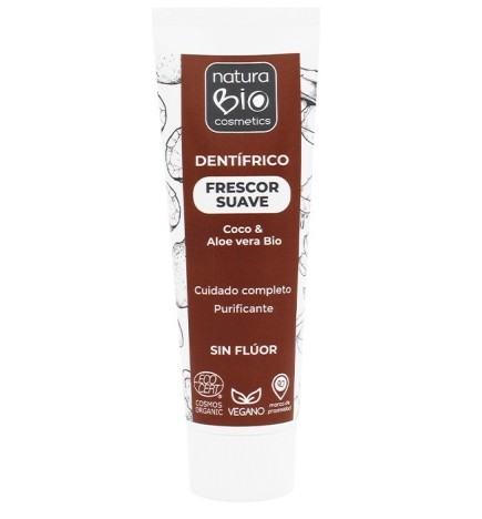 Dentífrico frescor suave aloe vera & coco NaturaBIO 75 ml.