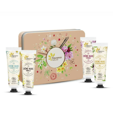 Cofre 4 cremas de manos florales 30 ml. Fleurance (caja naranja)
