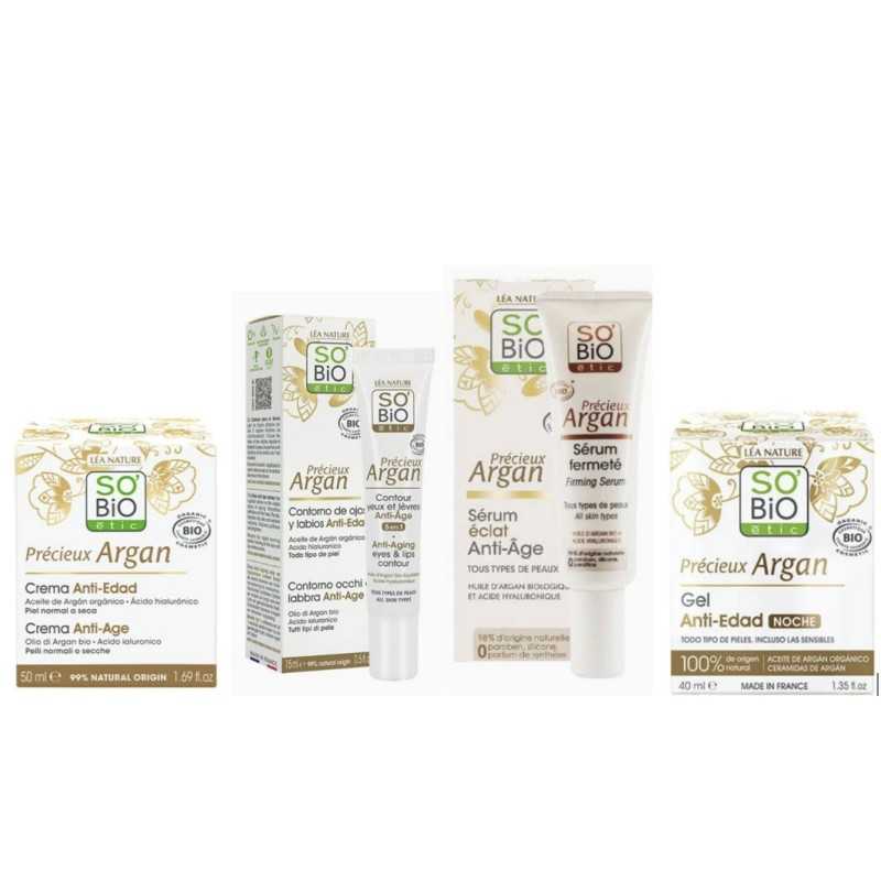Pack antiedad argán y ácido hialurónico So Bio (4 productos)