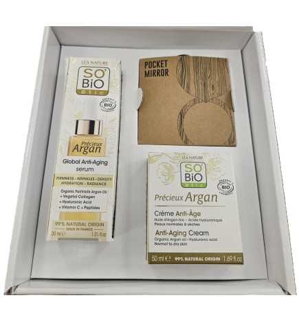 Caja Regalo Serum + Crema día argán y ácido hialurónico So Bio (4 productos)