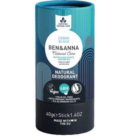 Desodorante sólido stick Urban Black Ben & Anna 40 g.
