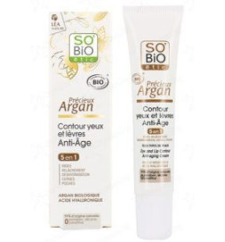 Contorno de ojos y labios con argán y ácido hialurónico So Bio 15 ml.