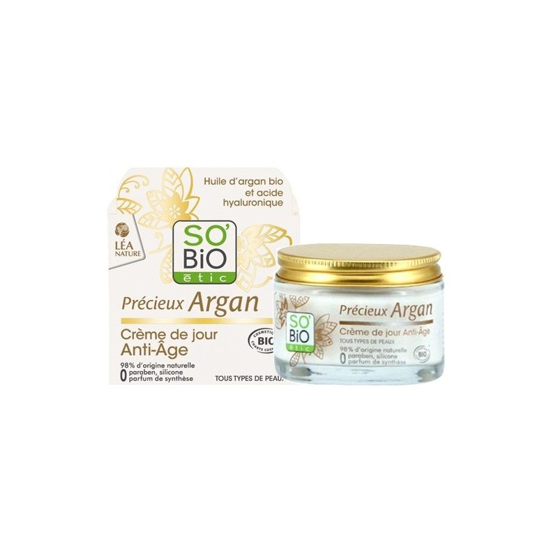 Crema antiedad con argán y ácido hialurónico So Bio 50 ml.