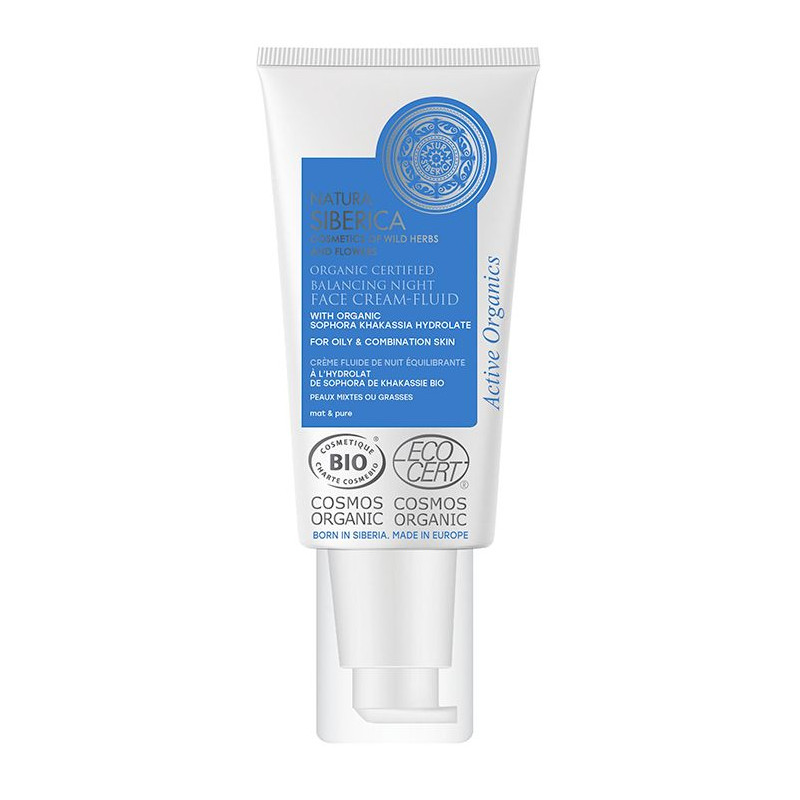 Crema fluida de noche equilibrante Natura Siberica (piel mixta/grasa) 50 ml.