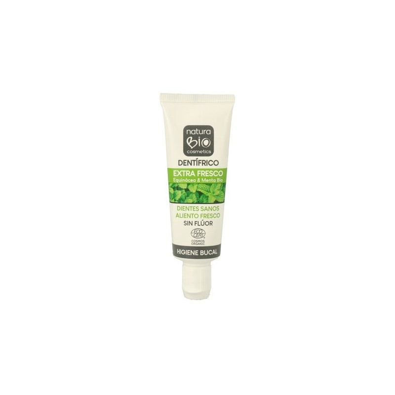 Mini dentífrico extra fresco Equinácea & Menta NaturaBIO 25 ml.