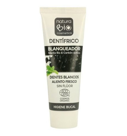 Dentífrico blanqueador menta & carbón activo NaturaBIO 75 ml.