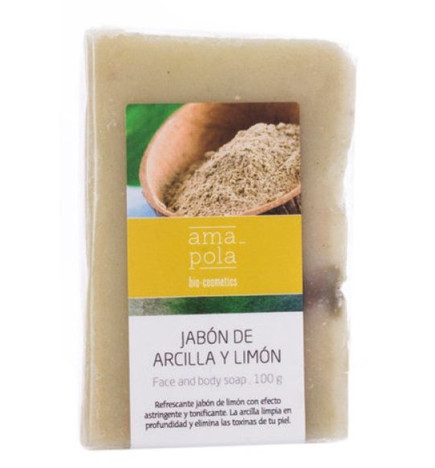 Jabón artesanal de Arcilla y Limón Amapola Biocosmetics 100 g.
